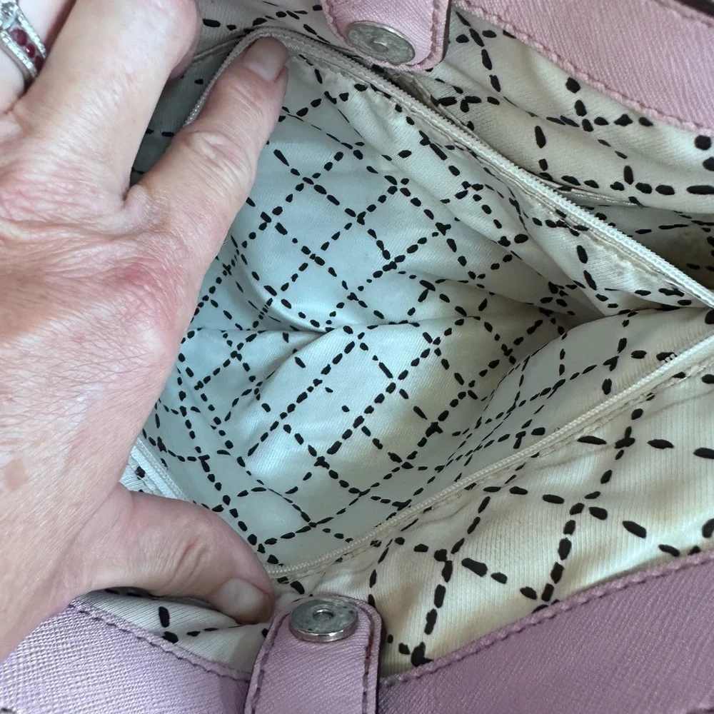 Kate Spade Light Pink Satchel with Floral and butterfly  Design 100% leather